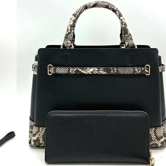 Michael Kors Large Reed Satchel Crossbody Bag & Large Continental Wallet Black